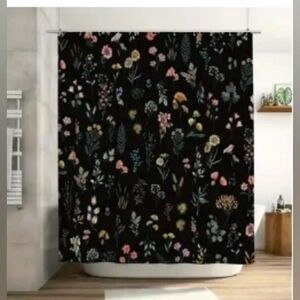 Floral Black Shower Curtain